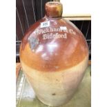 Large stoneware salt glazed advertising flagon for Wickham & Co., Bideford, height 44cm