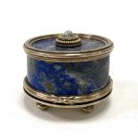 A rare early 20th century continental lapis lazuli silver mounted electric bell with moonstone