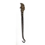 A white metal and steel button hook, the finial embossed as Punch, RD383, length 15cm.
