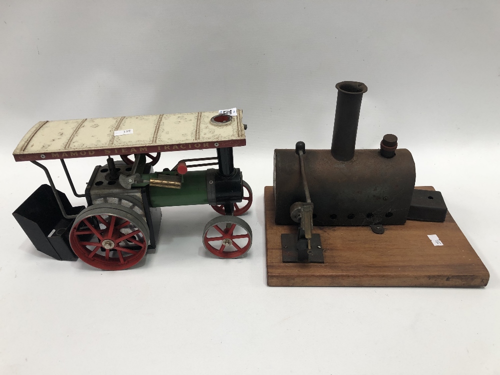 Mamod steam tractor; together with a horizontal steam engine (2)