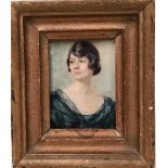 GRACE VIOLET HANCOCK A MINIATURE portrait of a young Edwardian lady inscribed to reverse 7.5 x 5.