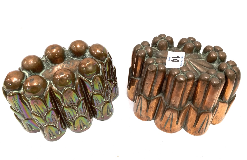 Two 19th century copper jelly moulds. - Image 2 of 2