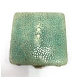 A silver plated shagreen covered compact, width 7.5cm.