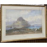 THOMAS HART (1830-1916) Hauling Wreckage, St Michael's Mount Watercolour Signed 47 x 72.5cm