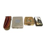 A French Art Deco nickel case compact by Sauze Freres, Paris; together with a banded agate mounted