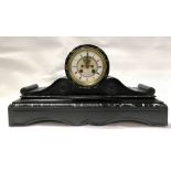 Slate and marble mantel clock, the 4.5in white enamel dial with black Roman numerals and recess dial