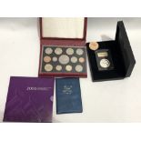 2006 Royal Mint proof collection within leather case; together with a 2006 £5 coin, a first
