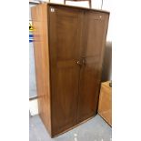 Ercol mid-Century pale elm wardrobe with original Ercol key, height 176cm.