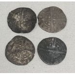 Four Plantagenet hammered long cross pennies