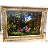 THOMAS EDWIN MOSTYN (1864-1930) Elegant Ladies in a Woodland Clearing Oil on canvas