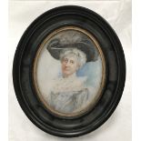 A miniature portrait of an Edwardian lady 11 x 9cm