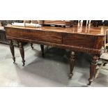 Regency rosewood spinet stamped 'T. Tomkison 6936' raised on six turned & fluted legs ending with