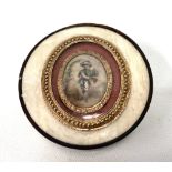 19th Century ivory and tortoiseshell lidded pot with inset miniature painting of a boy to the lid