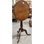 George III mahogany piecrust tripod table, diameter 50cm.