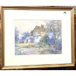 CHARLES JAMES ADAMS (1859-1931) A Farmhouse Duck Pond Watercolour Signed 27 x 37cm