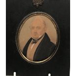 A cased miniature of a Victorian gentleman, 8.5 x 7cm