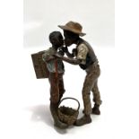 A good cold painted bronze Austrian group by Bergmann, modelled as two African-American children,