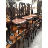 Good set of twelve early 20th Century mahogany Queen Anne style dining chairs, with foliate scroll