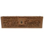 A 19th century Cantonese carved wood rectangular hinge lidded box, profusely carved all over with