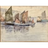 WILTON ROBERT LOCKWOOD (1862-1914) Luggers In Mousehole Harbour Watercolour