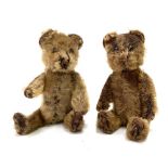 Two early 20th century mohair teddy bear scent bottles, height 12.5cm (one lacks a vial).