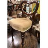 Victorian child's mahogany balloon back chair with stuffover upholstered seat.