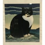 MARTIN LEMAN 'Caroline's Cat' Silkscreen print Signed & inscribed Artist's proof 55cm x 49cm