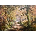 MICHINA Woodland Walk Oil on canvas Signed 44.5 x 59.5cm