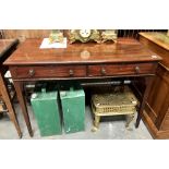 Early 19th Century mahogany rectangular writing table with two frieze drawers and on square tapering