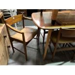 Set of six mid-Century Polish G.F.M. dining chairs, including two carvers.