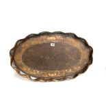 Hayle copper Arts and Crafts large oval lobed edge tray, width 68cm.
