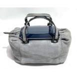 A Fendi grey suede mini duffle To You handbag, with resin jewelled mirrored accent top, grey satin