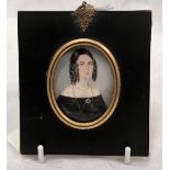 A cased miniature of a Georgian lady, 4.3 x 5.6cM