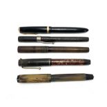Five various pens including a Parker Maxima pen, two with 14k nibs (5).