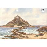 THOMAS HERBERT VICTOR (1894-1980) St Michael's Mount Watercolour Signed and inscribed 31 x 46cm