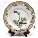 A Royal Copenhagen porcelain botanical decorated dish 'Anemone Pulsatilla L.' no. 20 3554,
