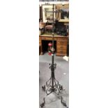 Wrought metal brass mounted telescopic oil standard lamp base.