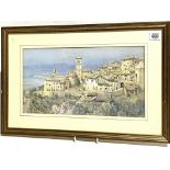 EDITH GITTINS Italian town landscape Watercolour Signed & dated 1909 21.5cm x 39cm