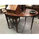 George III mahogany oval gateleg dining table, length extended 148cm.