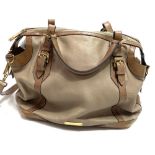 A ladies Burberry beige and brown leather handbag, 31 x 43cm