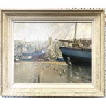 VERNON DE BEAUVOIR WARD (1905-1985) Low Tide, St Ives Harbour Oil on canvas Signed 37.5 x 48cm ARR