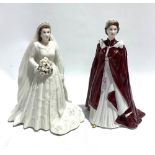 Two Royal Worcester Queen Elizabeth II porcelain figures, diamond wedding anniversary 2007 and