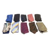 Ten designer ties, Prada, Paul Smith, Ted Baker, Chrisitian Dior, Canali, Van Buck, Rene Chagal,