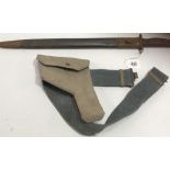 Early 20th British 1907 pattern bayonet with leather sheath; together with a WWII RAF canvas gun