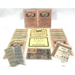 A collection of early 20th century Russian bonds, mostly dated 1917.