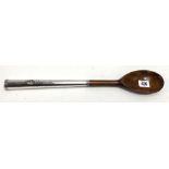 A large silver mounted wooden regimental spoon with Royal Sussex Regiment emblem & stamped 'E. COY