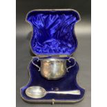 Victorian cased silver twin handled bowl and spoon Christening set, maker William Hutton & Sons Ltd,