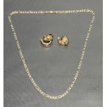 9ct gold curb link necklace together with a pair of 9ct gold hoop earrings and another pair of 9ct