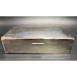 An Edwardian silver rectangular cigarette box with wooden interior, Birmingham 1902, width 16.5cm,