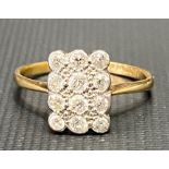 18ct gold and platinum diamond cluster ring with twelve diamonds of 0.04ct spread approx, weight 2.